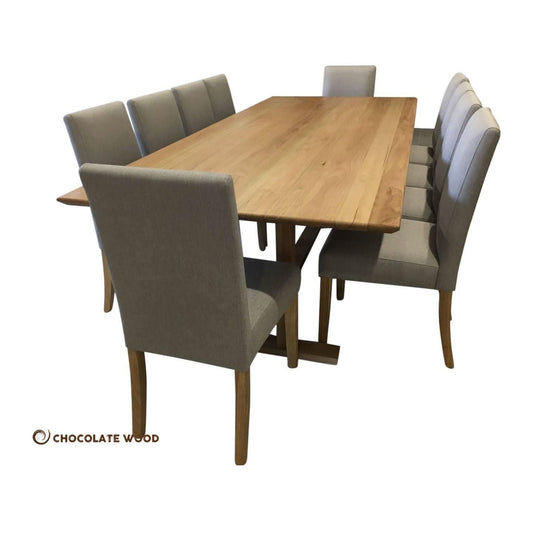 MARLOW SOLID TASSIE OAK 11 PIECE DINING SUITE MADE TO ORDER LOCALLY