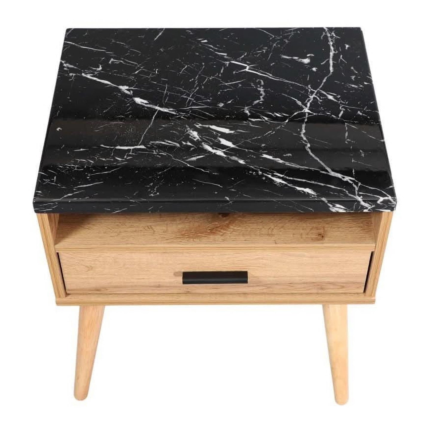 Marni 1-Drawer 1-Niche Bedside Table in Wotan Oak - Chocolate Wood