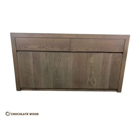MARRON SOLID EUROPEAN OAK BUFFET/SIDEBOARD 3 DOORS 2 DRAWERS IN GREYWASH
