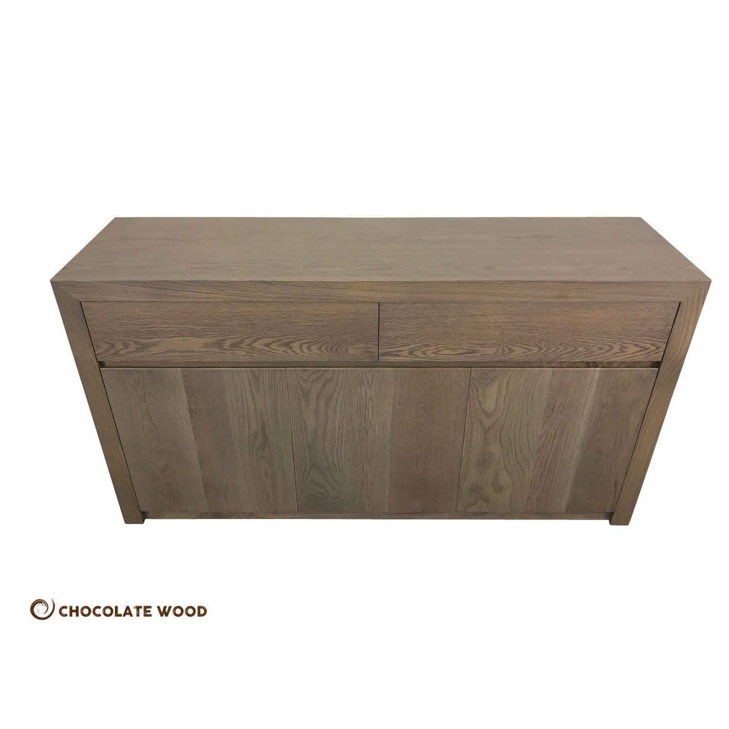 MARRON SOLID EUROPEAN OAK BUFFET/SIDEBOARD 3 DOORS 2 DRAWERS IN GREYWASH