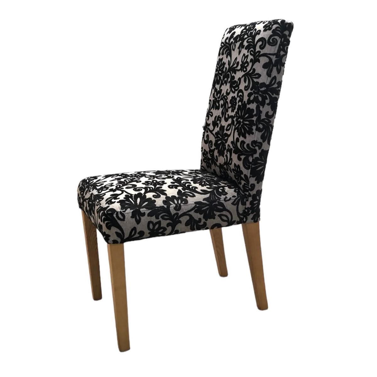 MARYLAND WARWICK ONYX VIVALDI FABRIC WITH NO SCROLL DINING CHAIRS MADE TO ORDER - MyChocolateWood