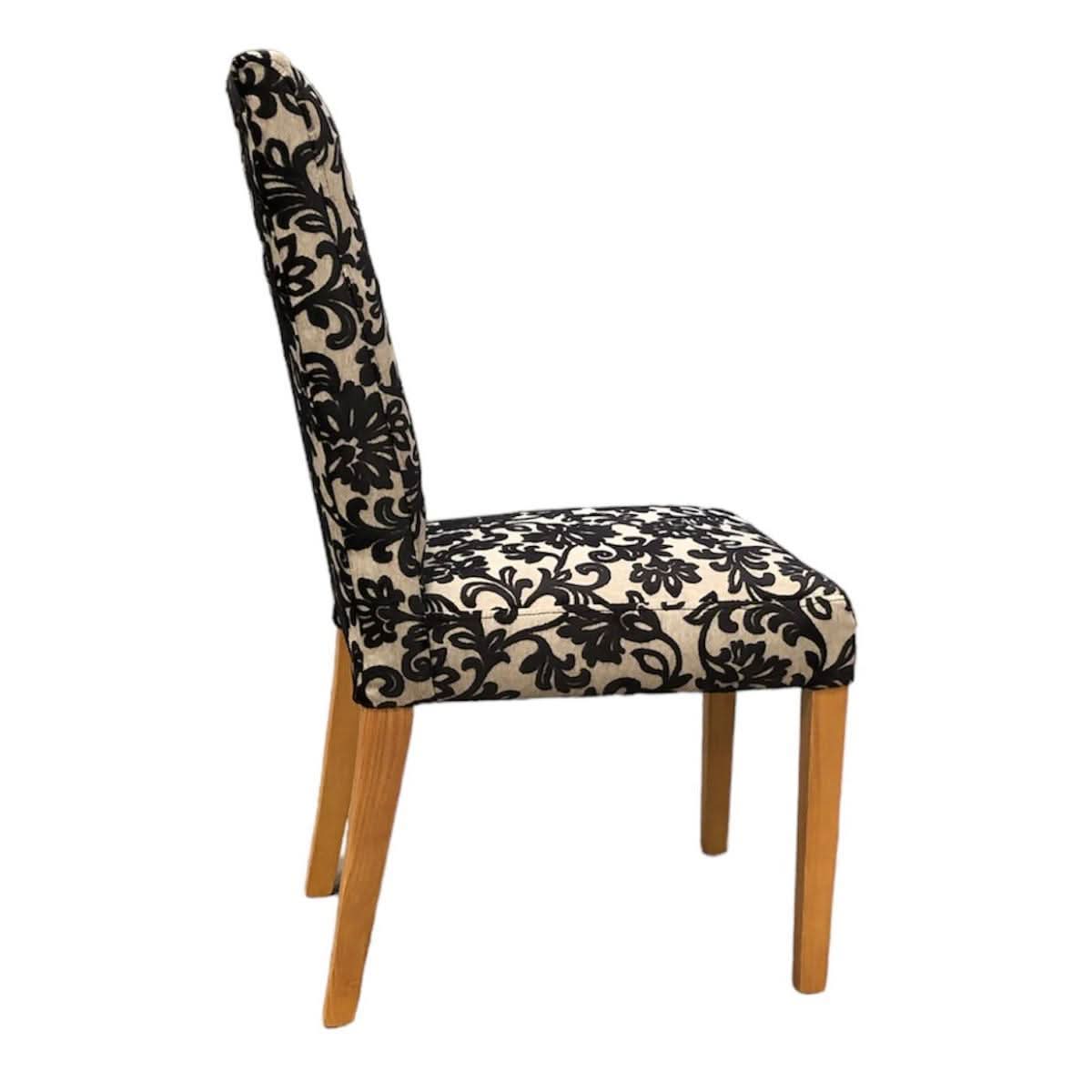 MARYLAND WARWICK ONYX VIVALDI FABRIC WITH NO SCROLL DINING CHAIRS MADE TO ORDER - MyChocolateWood