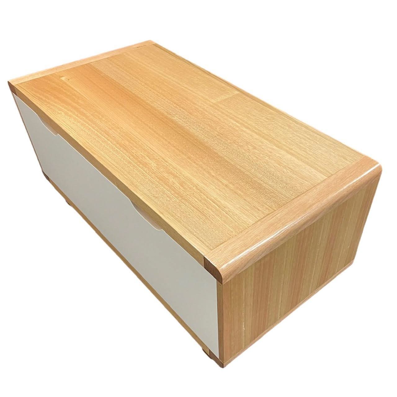 MAXWELL 2-DRAWER TASSIE OAK COFFEE TABLE IN CLEAR LACQUER MADE TO ORDER - MyChocolateWood