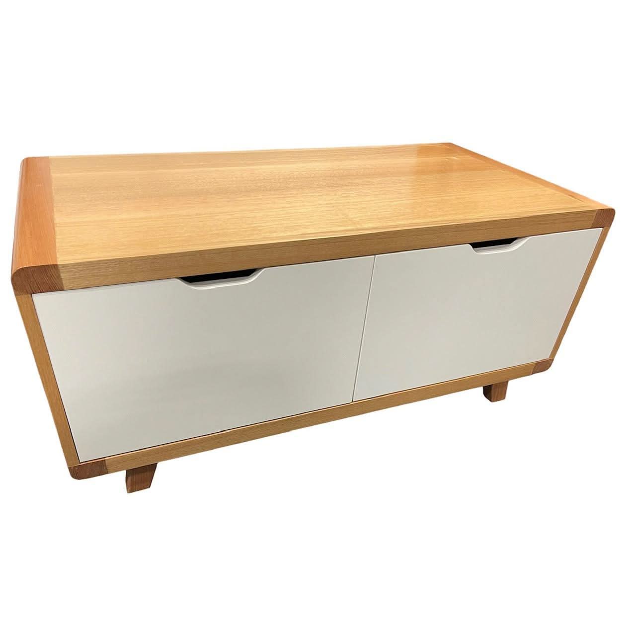MAXWELL 2-DRAWER TASSIE OAK COFFEE TABLE IN CLEAR LACQUER MADE TO ORDER - MyChocolateWood