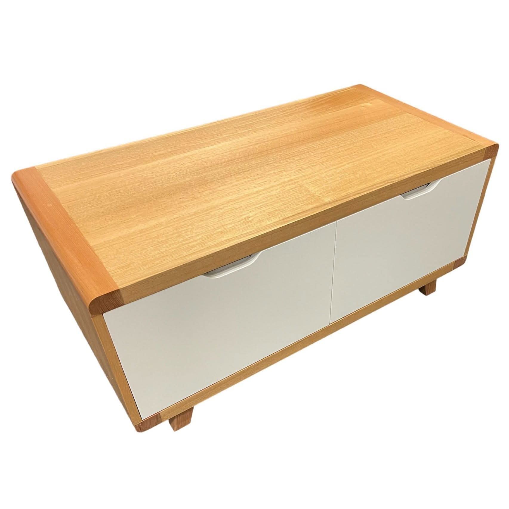 MAXWELL 2-DRAWER TASSIE OAK COFFEE TABLE IN CLEAR LACQUER MADE TO ORDER - MyChocolateWood