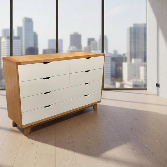 MAXWELL 8 DRAWER TASSIE OAK DRESSER IN CLEAR LACQUER MADE TO ORDER