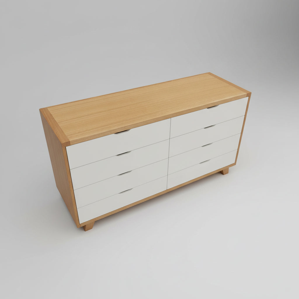 MAXWELL 8 DRAWER TASSIE OAK DRESSER IN CLEAR LACQUER MADE TO ORDER - MyChocolateWood