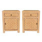 MAYLEEN PAIR OF RECLAIMED TIMBER BEDSIDE TABLES 1 DRAWER 1 DOOR NATURAL - MyChocolateWood