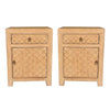 MAYLEEN PAIR OF RECLAIMED TIMBER BEDSIDE TABLES 1 DRAWER 1 DOOR NATURAL - MyChocolateWood