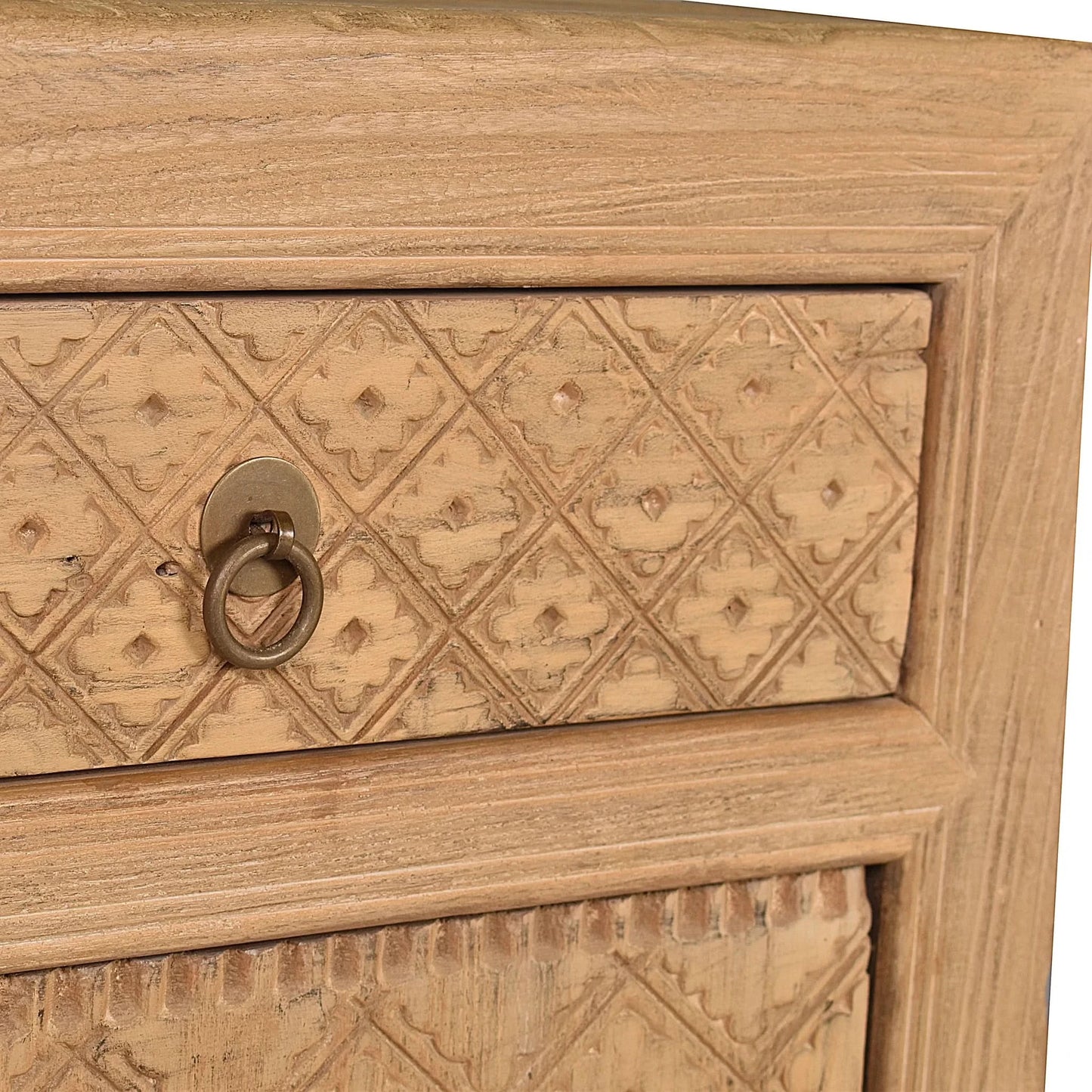 MAYLEEN PAIR OF RECLAIMED TIMBER BEDSIDE TABLES 1 DRAWER 1 DOOR NATURAL - MyChocolateWood