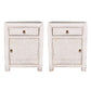 MAYLEEN PAIR OF RECLAIMED TIMBER BEDSIDE TABLES 1 DRAWER 1 DOOR WHITE - MyChocolateWood