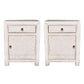 Mayleen Pair of Reclaimed Timber Bedside Tables in White - Chocolate Wood