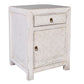 Mayleen Pair of Reclaimed Timber Bedside Tables in White - Chocolate Wood