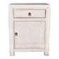 Mayleen Pair of Reclaimed Timber Bedside Tables in White - Chocolate Wood