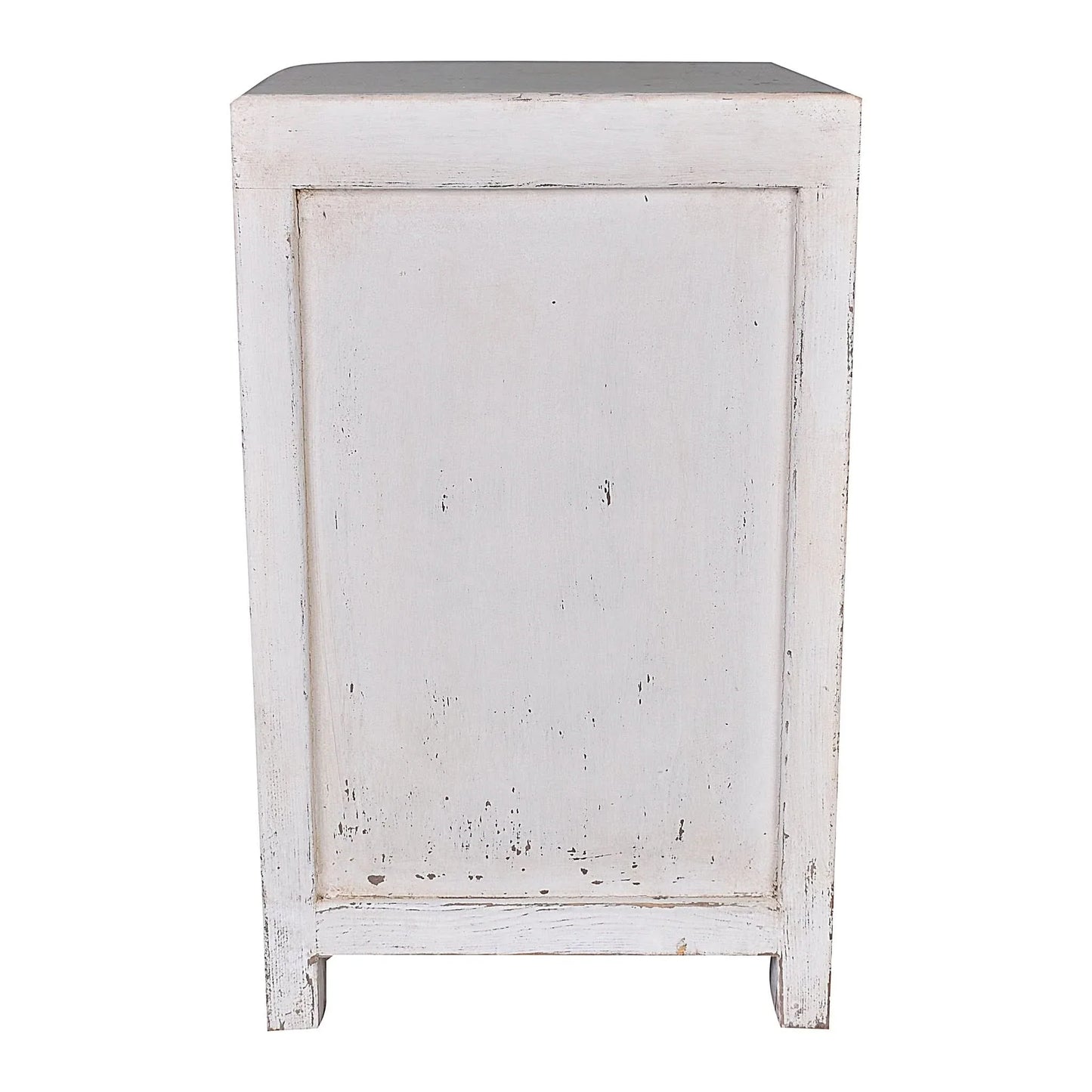 Mayleen Pair of Reclaimed Timber Bedside Tables in White - Chocolate Wood