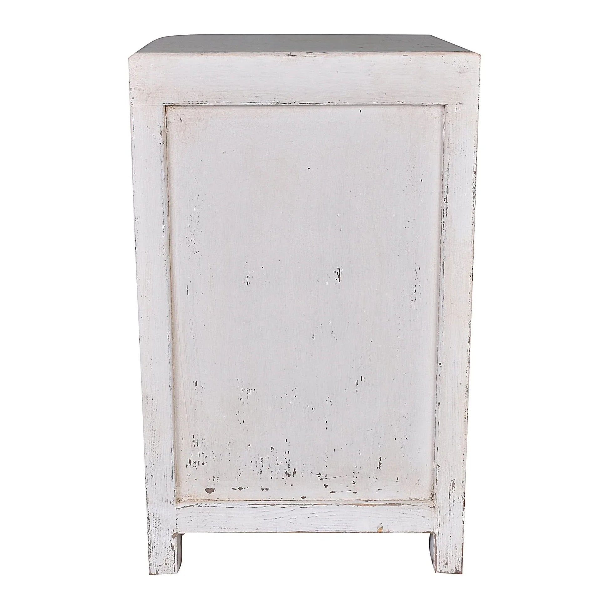 Mayleen Pair of Reclaimed Timber Bedside Tables in White - Chocolate Wood