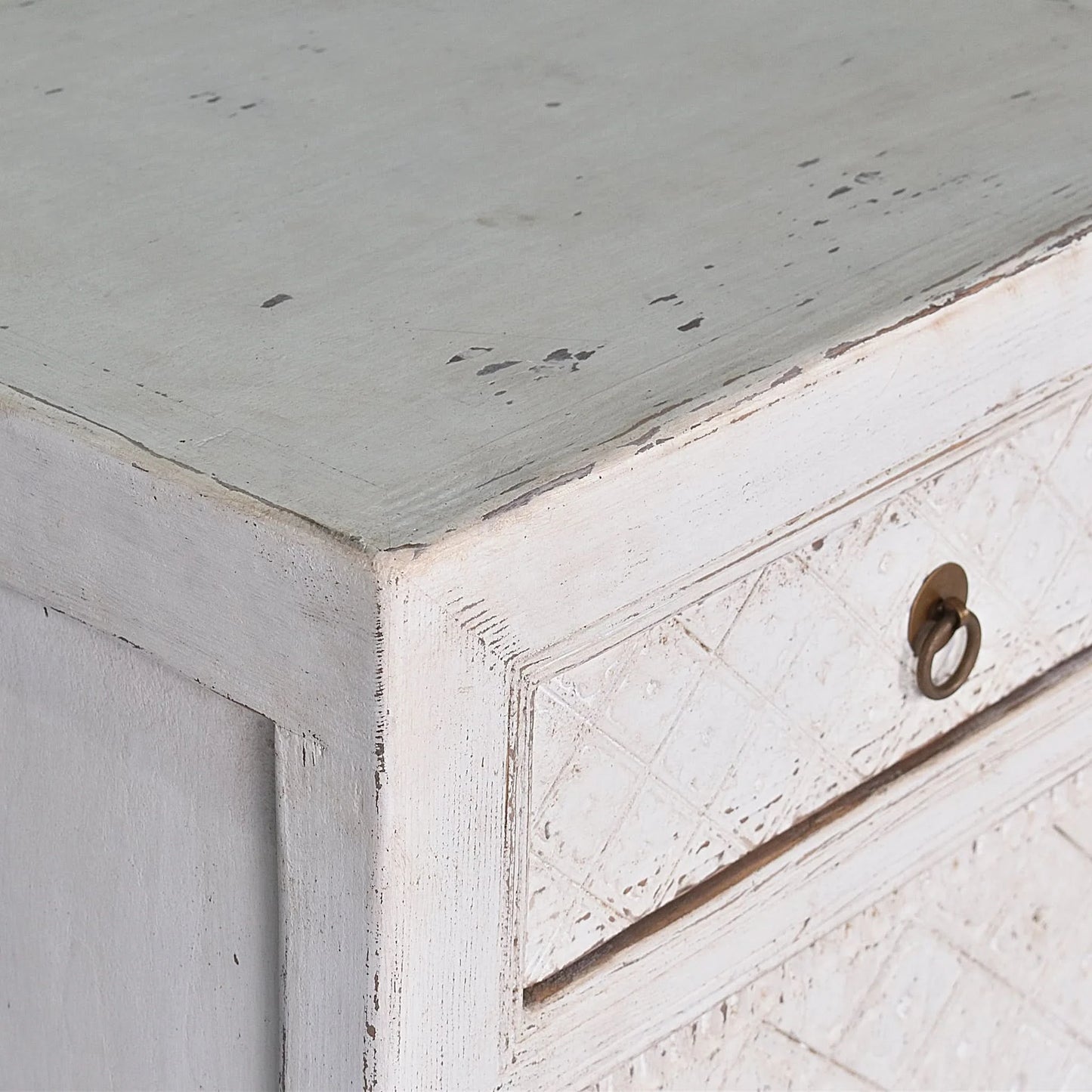 MAYLEEN PAIR OF RECLAIMED TIMBER BEDSIDE TABLES 1 DRAWER 1 DOOR WHITE - MyChocolateWood