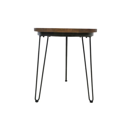MAYO ROUND MANGO WOOD LAMP/SIDE TABLE IN A RUSTIC FINISH - MyChocolateWood