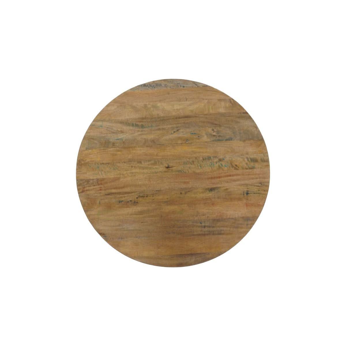 MAYO ROUND MANGO WOOD LAMP/SIDE TABLE IN A RUSTIC FINISH - MyChocolateWood