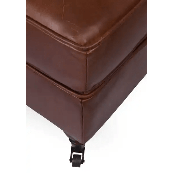 MEDITERRANEAN AGED LEATHER OTTOMAN IN ORIGINAL AGED LEATHER - MyChocolateWood