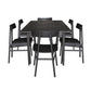 MEDRANO OAK 7 PIECE DINING SET SANDBLASTED BLACK 180CM DINING TABLE + 6 MEDRANO TIMBER SEAT DINING CHAIRS - MyChocolateWood