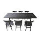 MEDRANO OAK 7 PIECE DINING SET SANDBLASTED BLACK EXTENSION DINING TABLE 170/230CM + 6 MEDRANO TIMBER SEAT DINING CHAIRS - MyChocolateWood