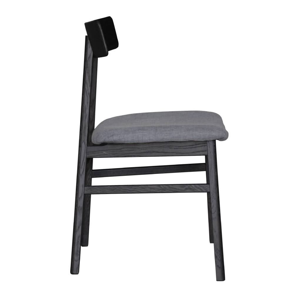 Medrano Oak dining chair with fabric seat in sandblasted black finish, 49x50.6x80cm, by MyChocolateWood.