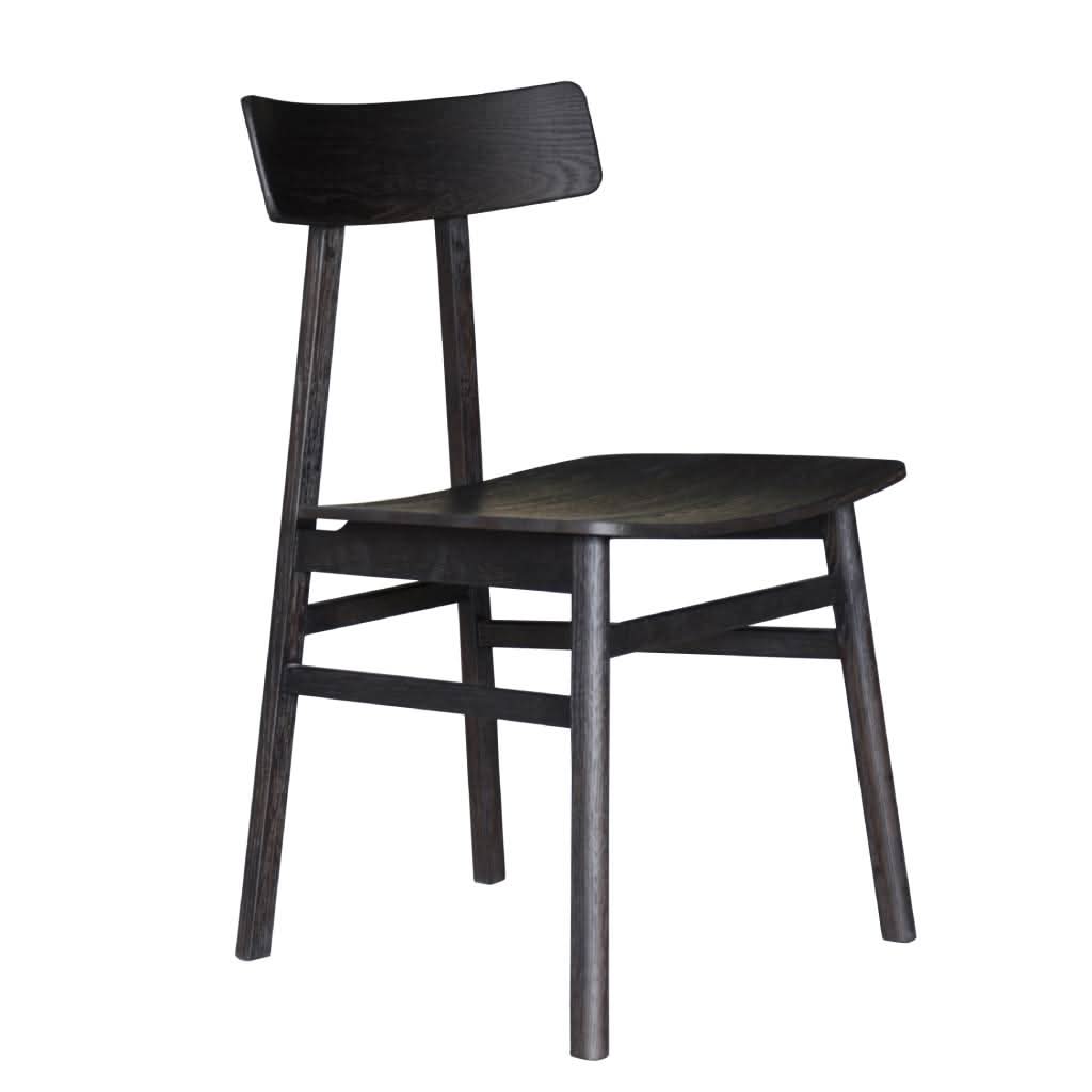 MEDRANO OAK DINING CHAIR TIMBER SEAT SANDBLASTED BLACK 49X50.6X80CM - MyChocolateWood