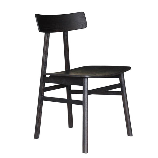 Medrano oak dining chair with timber seat, sandblasted black finish, 49x50.6x80cm from MyChocolateWood