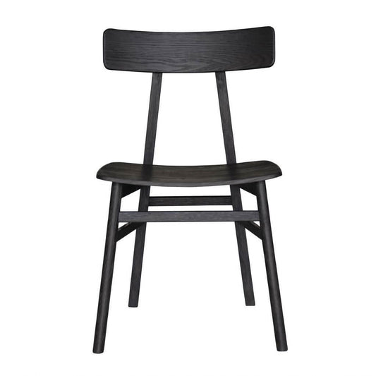Medrano oak dining chair with timber seat, sandblasted black finish, measuring 49x50.6x80cm, by MyChocolateWood.