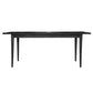 Sandblasted black Medrano Oak dining table by MyChocolateWood, 180cm long, showcasing sleek wood grain and modern design.