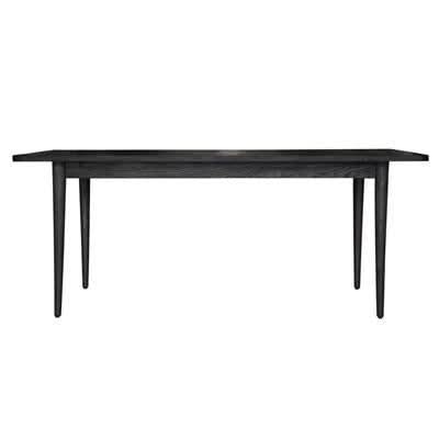 Sandblasted black Medrano Oak dining table by MyChocolateWood, 180cm long, showcasing sleek wood grain and modern design.