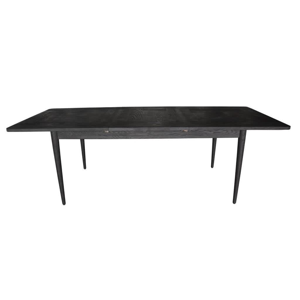 Sandblasted black Medrano Oak extension dining table by MyChocolateWood, featuring a sleek design with extendable 170/230cm length.