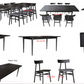 Medrano Oak Sandblasted Black Dining Table by MyChocolateWood, 180cm extension table with black finish and natural oak accents.