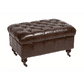 MEGAN Aged Leather Ottoman - MyChocolateWood