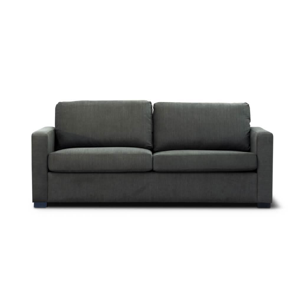 MELINDA FABRIC PULLOUT SOFA BED WITH MEMORY FOAM QUEEN MATTRESS IN CHARCOAL - MyChocolateWood