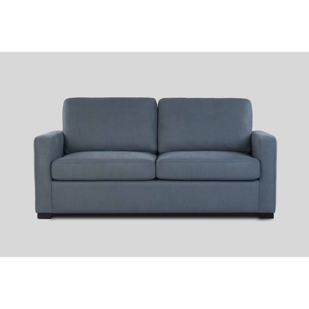 MELINDA FABRIC PULLOUT SOFA BED WITH MEMORY FOAM QUEEN MATTRESS IN INK - MyChocolateWood