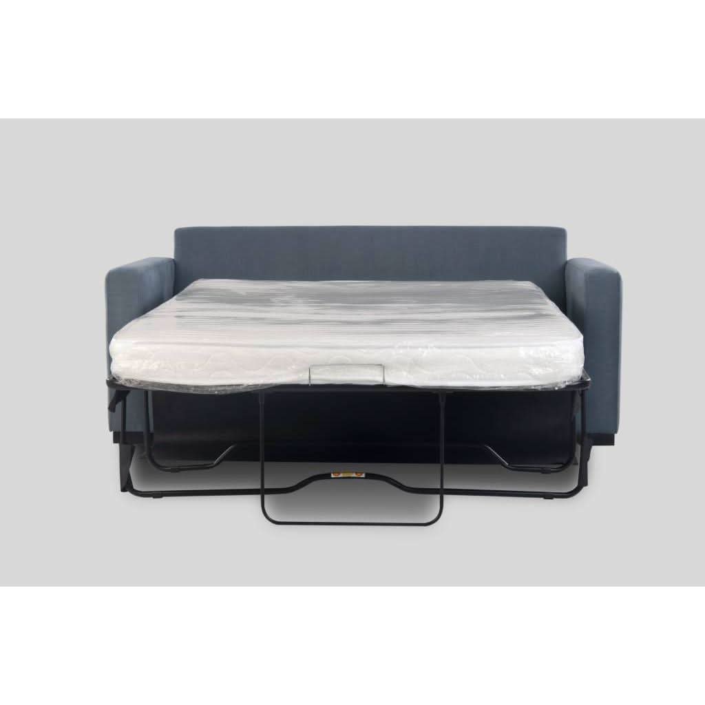 MELINDA FABRIC PULLOUT SOFA BED WITH MEMORY FOAM QUEEN MATTRESS IN INK - MyChocolateWood