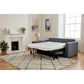 Melinda Fabric Pullout Sofa Bed in Ink - Chocolate Wood