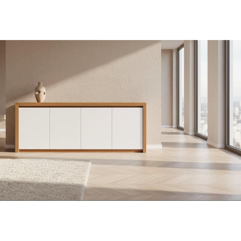 MELLISA BUFFET/SIDEBOARD IN TASSIE OAK WITH 4 POLYURETHANE DOORS - AUSTRALIAN CUSTOM MADE - MyChocolateWood