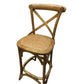 MELROSE CROSS BACK BAR STOOL WITH RATTAN SEAT IN NATURAL - 65CM SEAT HEIGHT - MyChocolateWood