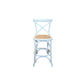 MELROSE CROSS BACK BAR STOOL WITH RATTAN SEAT IN WHITE - 65CM SEAT HEIGHT - MyChocolateWood