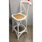MELROSE CROSS BACK BAR STOOL WITH RATTAN SEAT IN WHITE - 65CM SEAT HEIGHT - MyChocolateWood