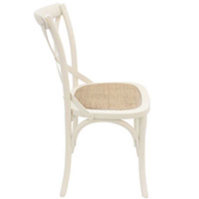 Fitan Solid Oak Round Dining Table 120cm & 4 Melrose Cross Back Chairs in White - Chocolate Wood