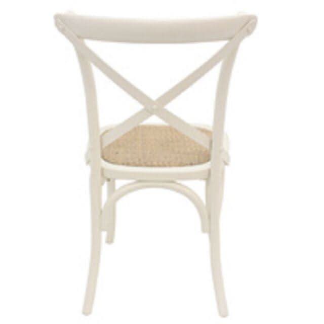 Fitan Solid Oak Round Dining Table 120cm & 4 Melrose Cross Back Chairs in White - Chocolate Wood