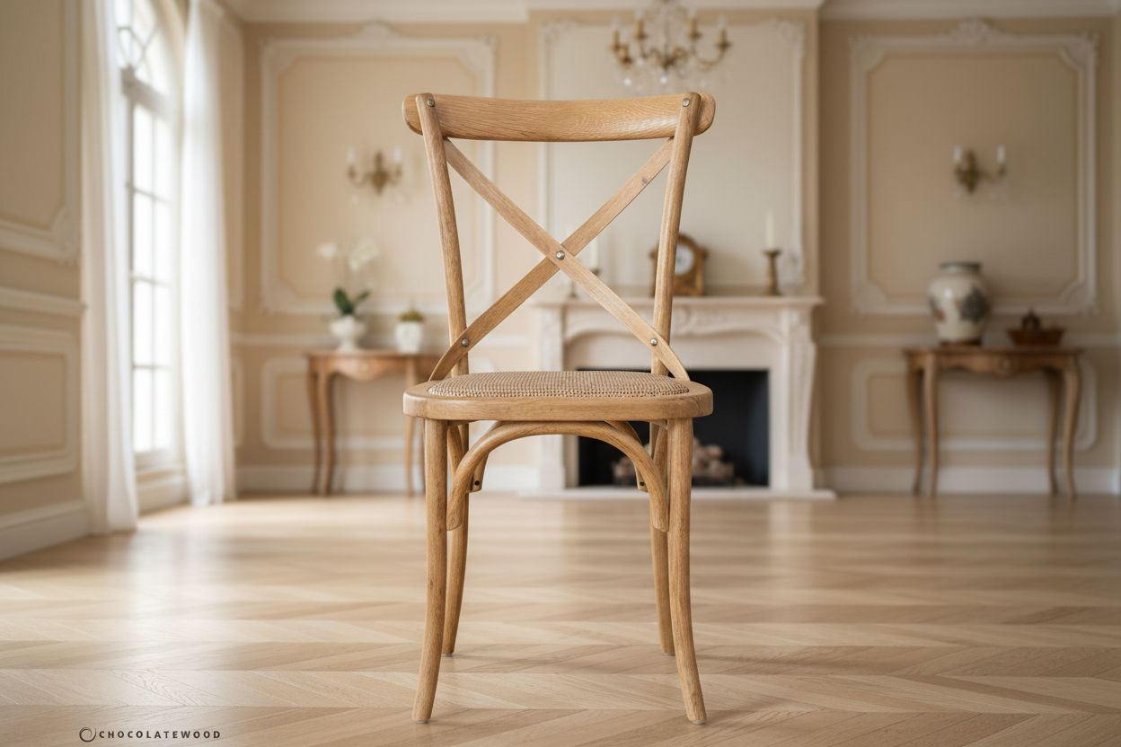 FITAN SOLID OAK SQUARE DINING TABLE (90 X 90) NATURAL + 4 MELROSE SOLID OAK CROSSBACK CHAIRS NATURAL - MyChocolateWood