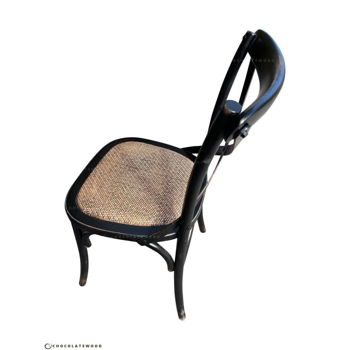 FITAN SOLID OAK SQUARE DINING TABLE (90 X 90) NATURAL + 4 MELROSE SOLID OAK CROSSBACK CHAIRS BLACK - MyChocolateWood