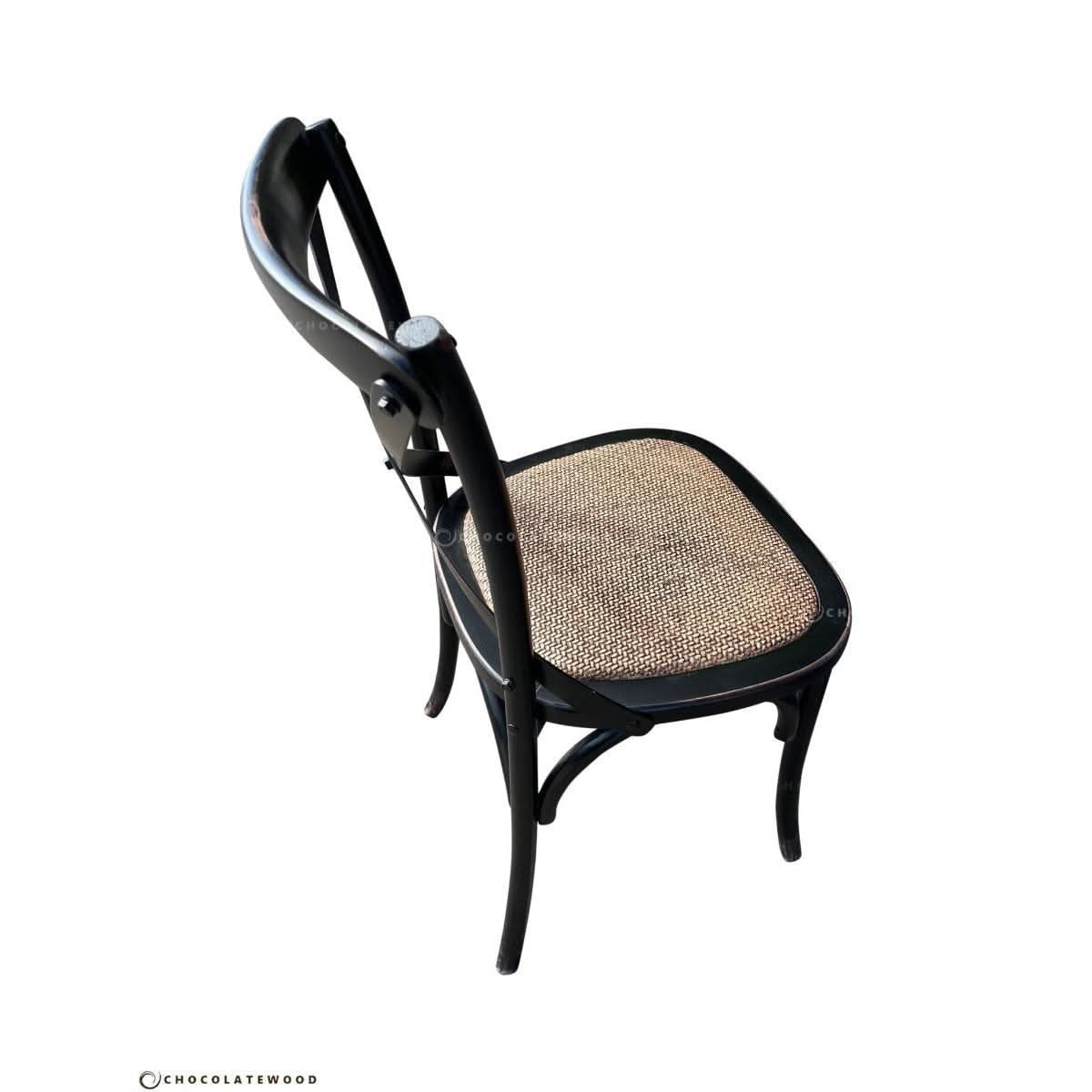 FITAN SOLID OAK SQUARE DINING TABLE (90 X 90) NATURAL + 4 MELROSE SOLID OAK CROSSBACK CHAIRS BLACK - MyChocolateWood