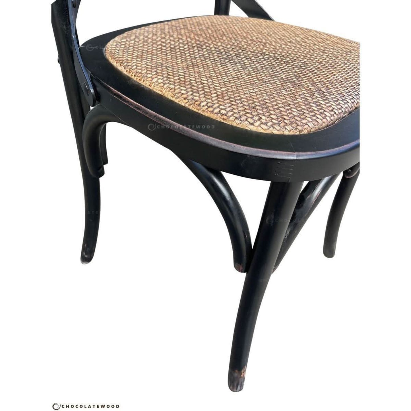 Melrose Solid Oak Dining Chair in Black Rubbed - Chocolate Wood