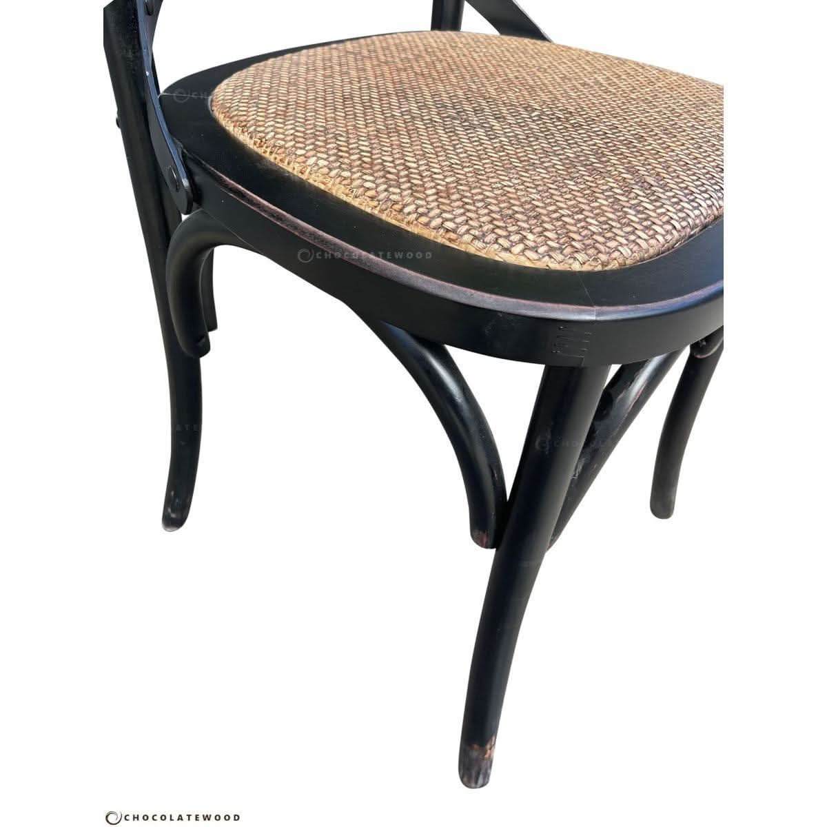TARA SOLID OAK SQUARE DINING TABLE (90 X 90) NATURAL + 4 MELROSE SOLID OAK CROSSBACK CHAIRS BLACK - MyChocolateWood
